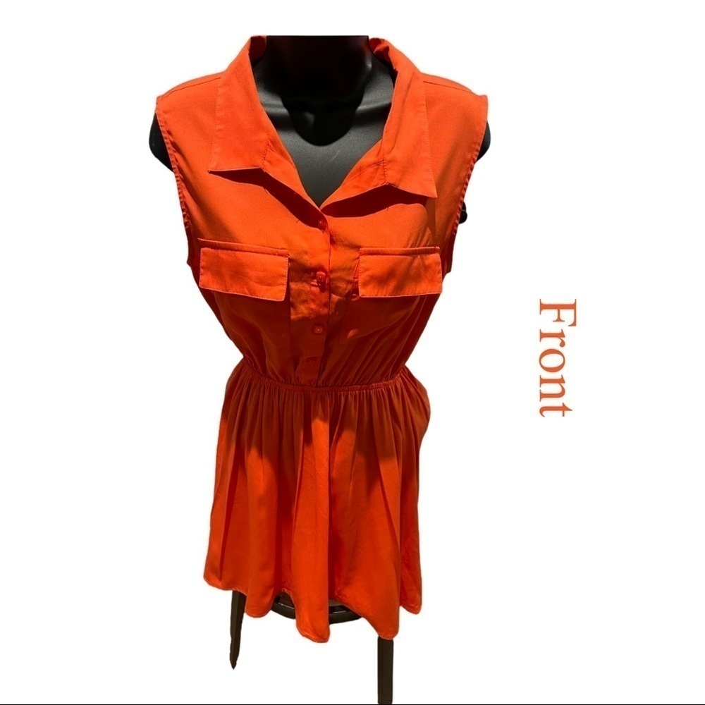 Beautiful Orange Sleeveless High/Low Dress. Size Medium